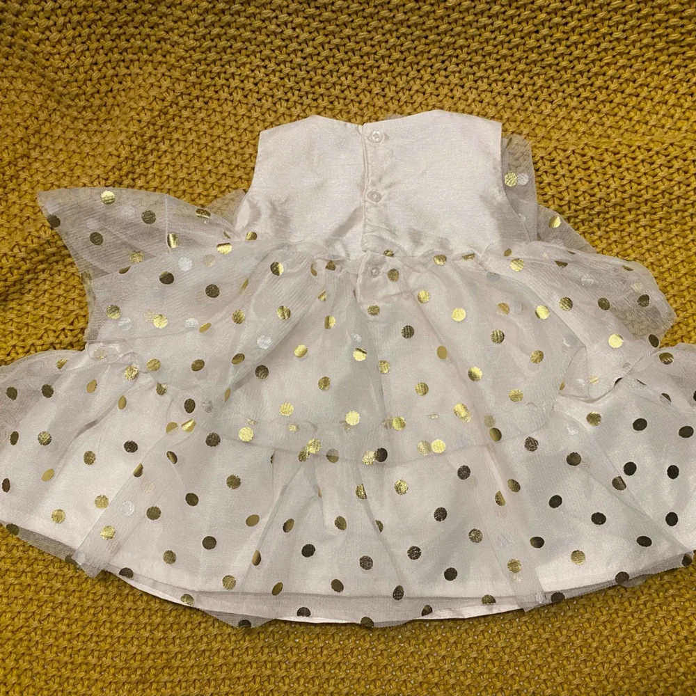 NWOT little girls gold polka dot tutu dress 6 months - Picture 2 of 5
